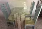 Mesa de jantar Retangular em Mármore c/ Tampo de Vidro