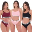 sao Kit 3 Conjuntos Feminino Kyron Underwear Top e Calcinha Com Tecido Premium